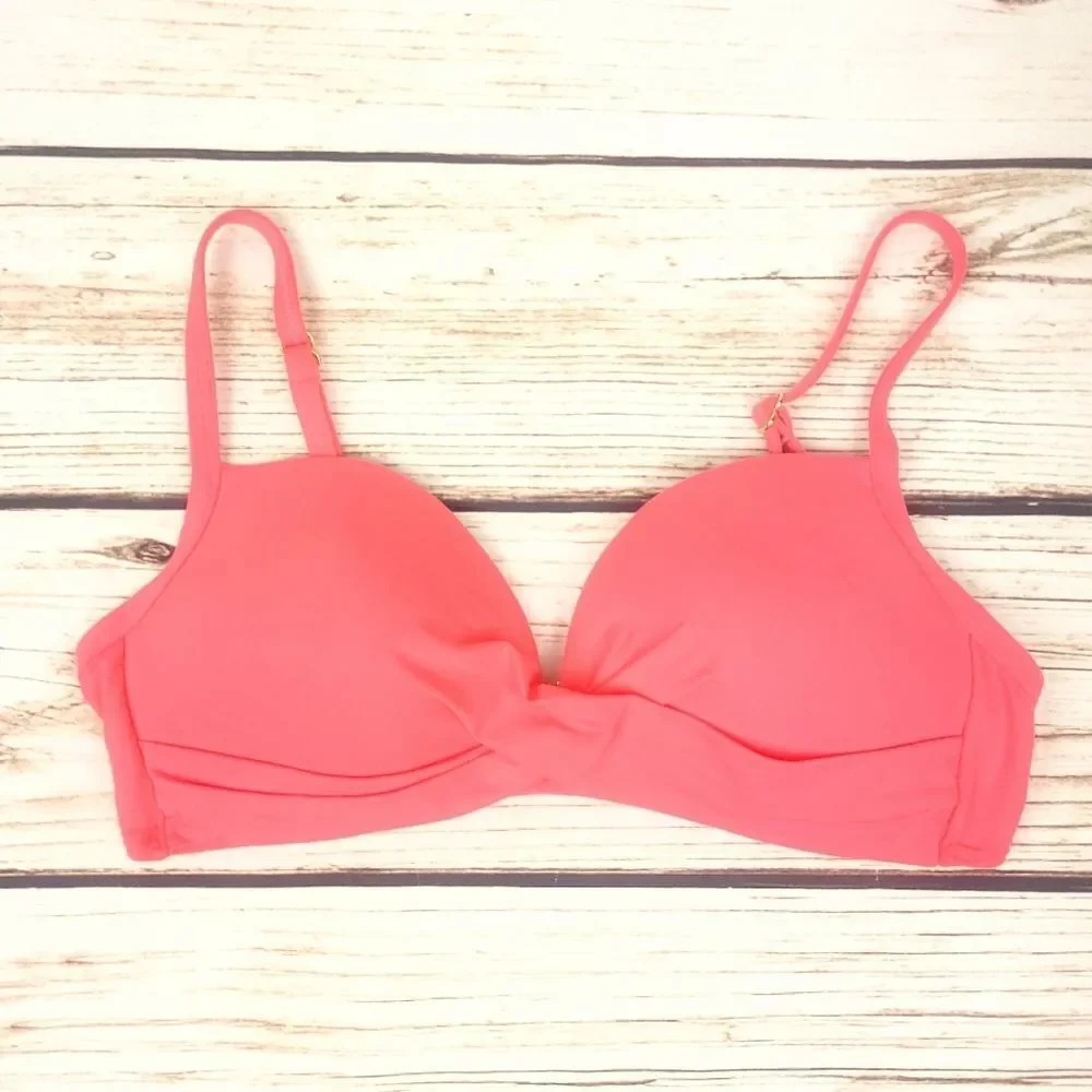 Kate Spade Bright Peony Twisted Front Adjustable Straps Bikini Top Size Med